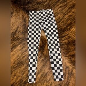 Checkered Black and White Kids Leggings 7/8